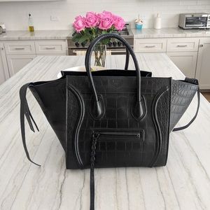 🚫SOLD🚫 Celine CROCODILE EMBOSSED BLACK MEDIUM PHANTOM bag BRAND NEW W/ dustbag